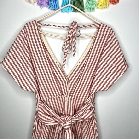 Moon River Red and Cream Stripe Button Front Mini Dress Size Medium - Picture 7 of 16